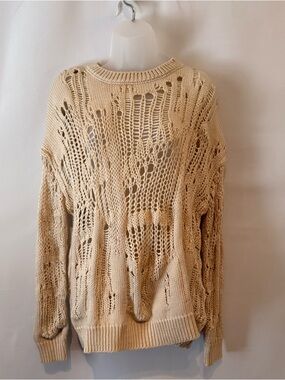 Zara Open-Knit Crewneck Sweater - Cream